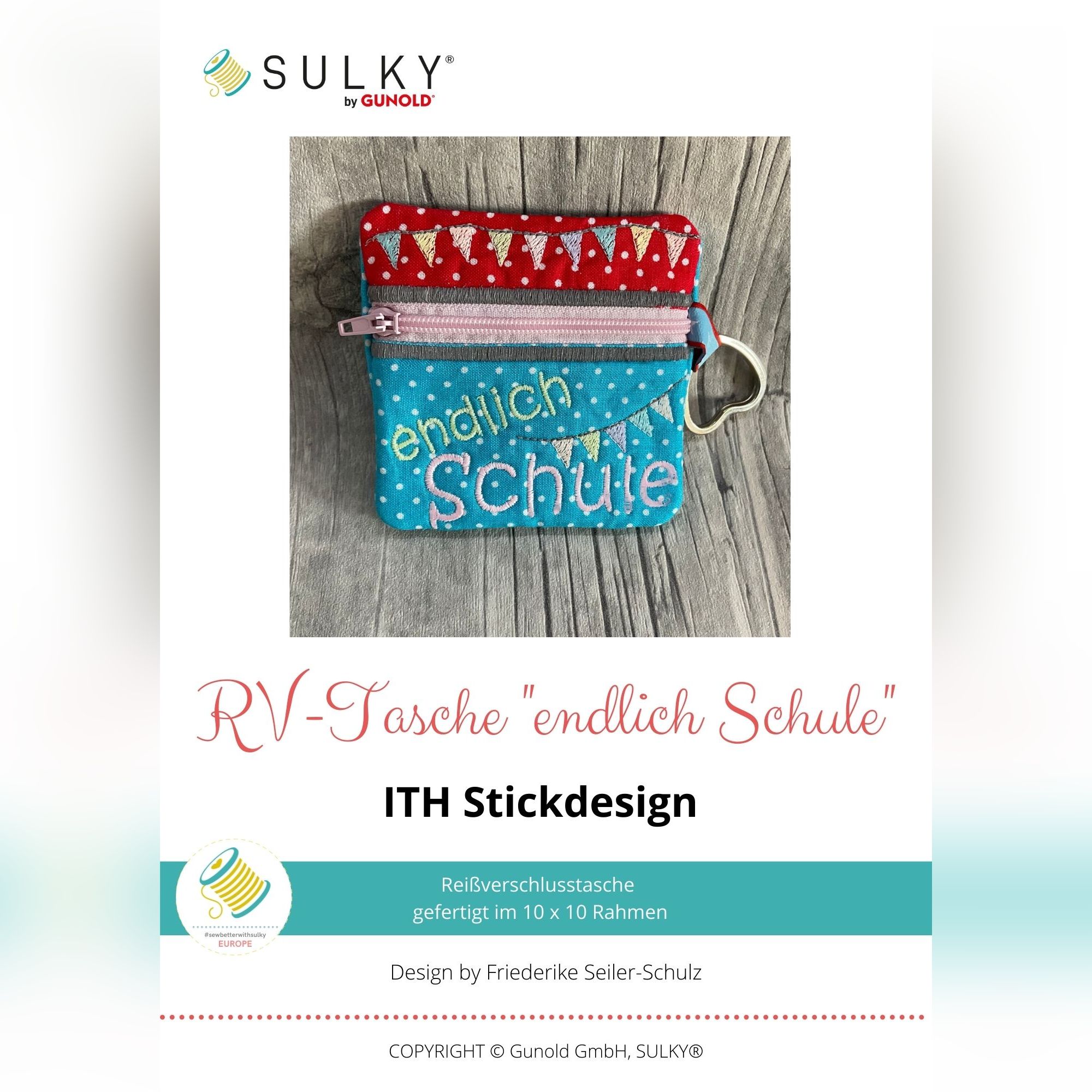 Stickdesign ITH RV-Tasche "endlich Schule" (Download)