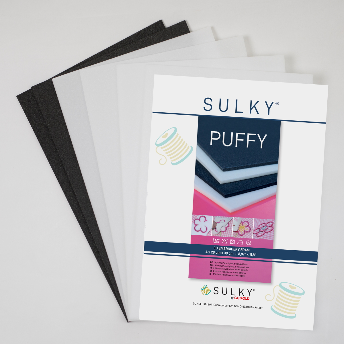 SULKY PUFFY Assortment, 4 x white, 2 x black