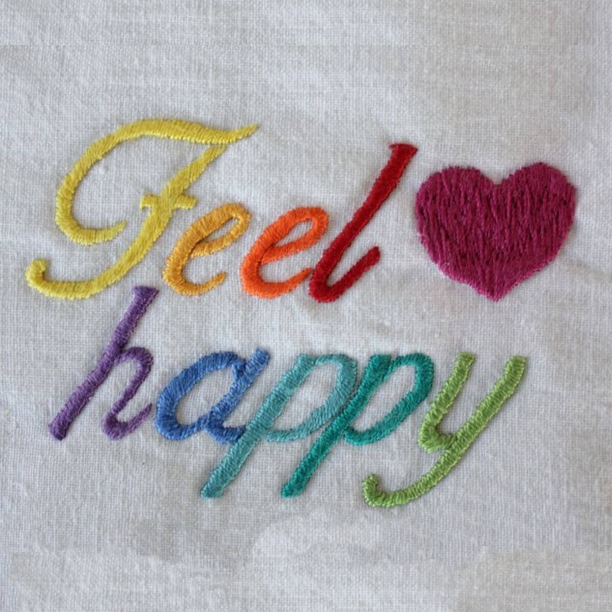 Handstick Vorlage Feel happy - Mug-Rug