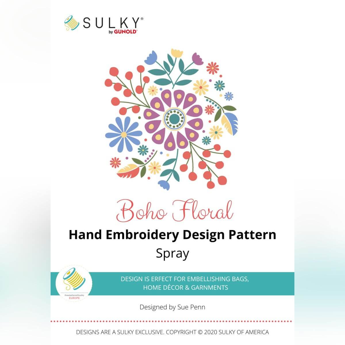 Handstickdesign Boho Floral Spray (Download)
