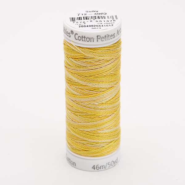 SULKY COTTON PETITES 12, 46m/50yds Snap Spools -  Colour 4002 Buttercream  multicolour