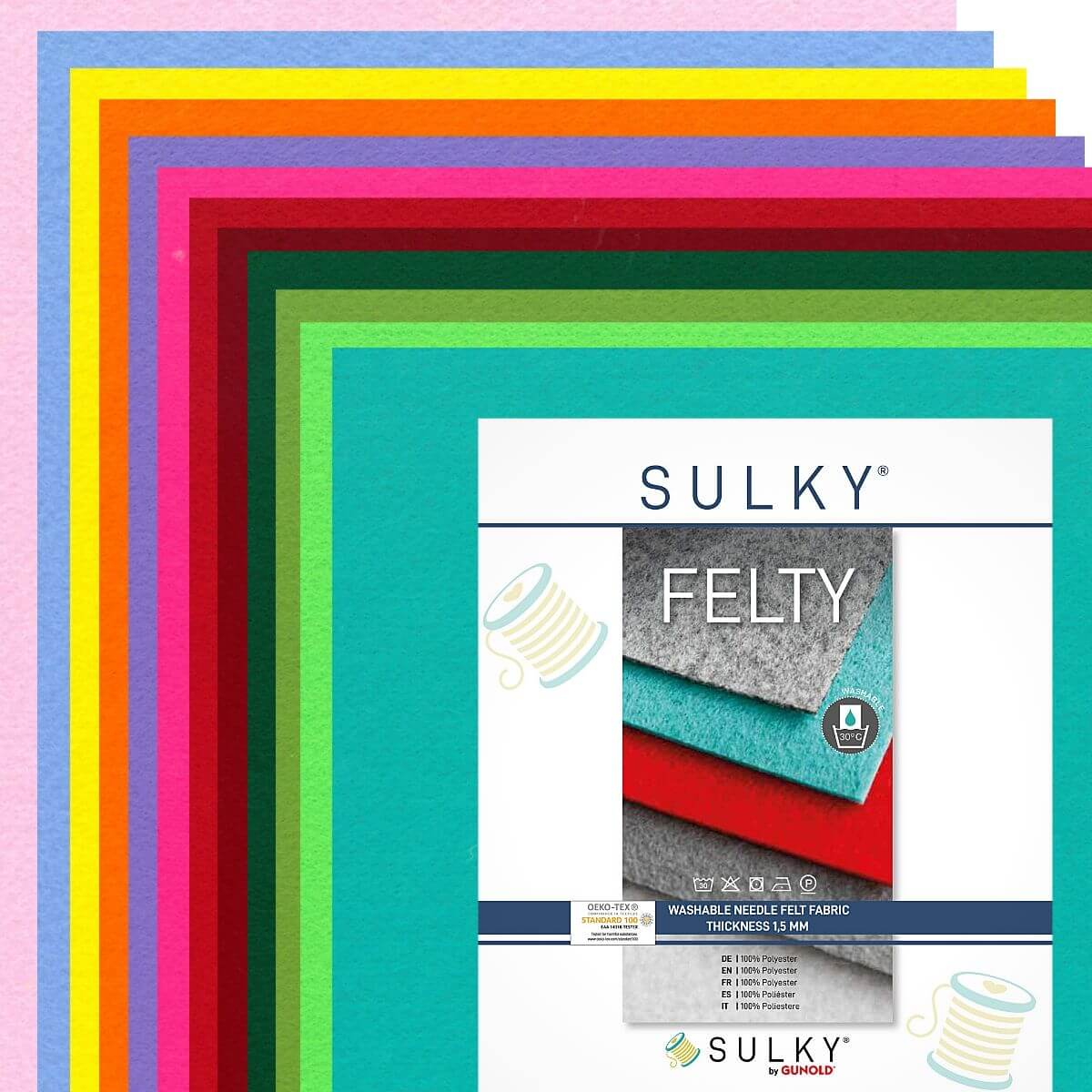 SULKY FELTY, washable, Assortments á 12 sheets 29,5 x 21cm - "Coloured"