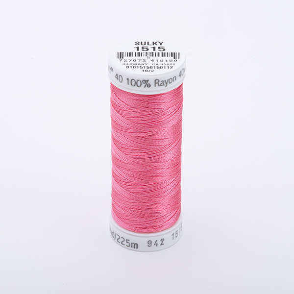 SULKY RAYON 40 coloured, 225m/250yds Snap Spools -  Colour 1515 Rosebud