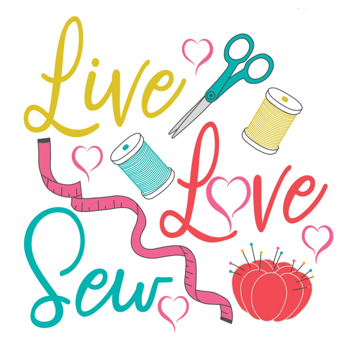 Stickdesign Love to Sew: Live Love Sew (Download)