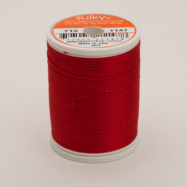 SULKY COTTON 12, 270m/300yds King Spools -  Colour 1147 Christmas Red