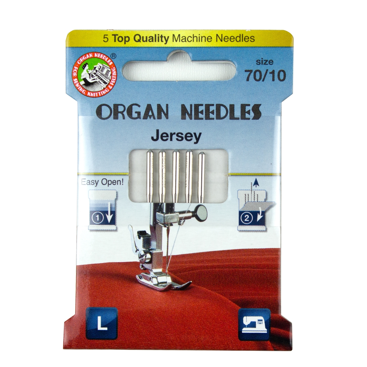Organ Needles Jersey Sortiment (Stärke 1x 70,
2x 80, 1x 90, 1x 100)