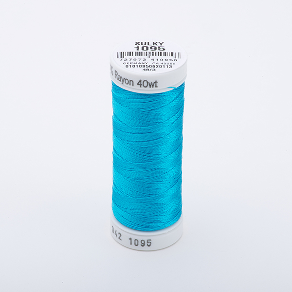 SULKY RAYON 40 coloured, 225m/250yds Snap Spools -  Colour 1095 Turquoise