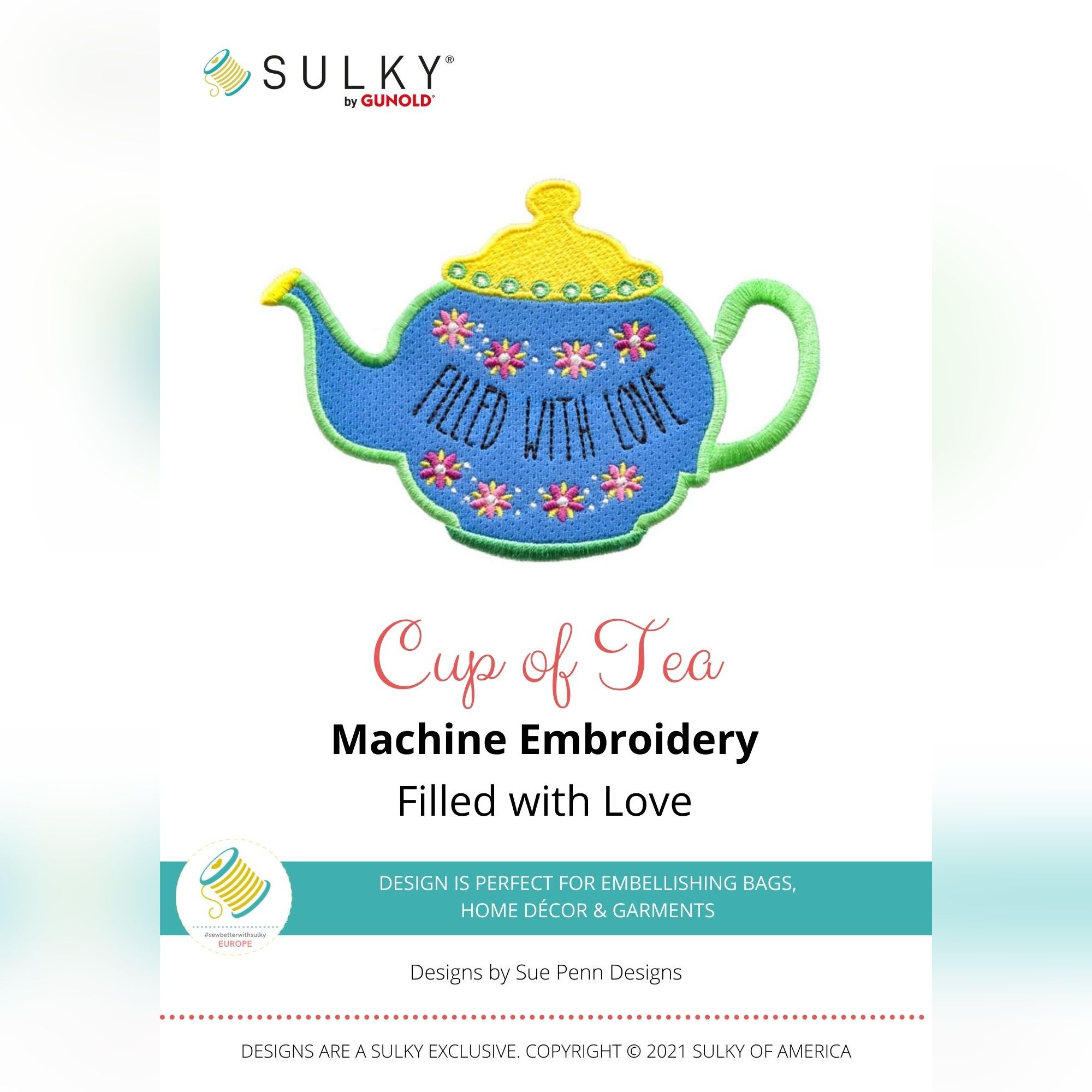 Stickdesign Cup of Tea: Filled with Love (Download)