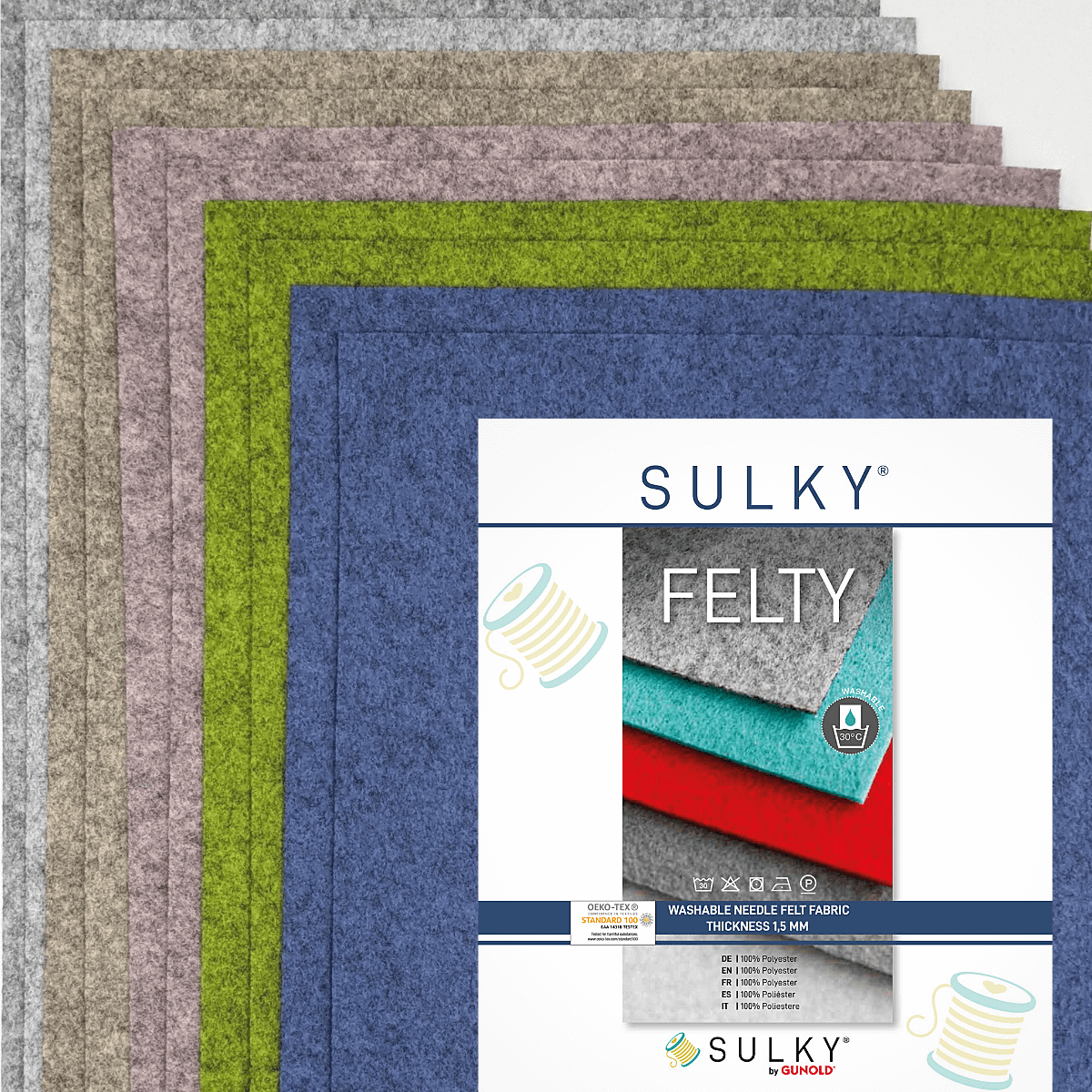 SULKY FELTY, washable, Assortments á 10
sheets 29,5 x 21cm - "Heather"