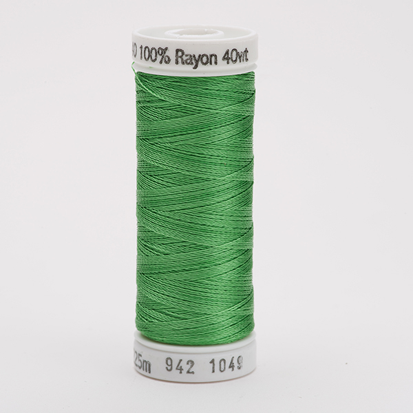 SULKY RAYON 40 coloured, 225m/250yds Snap Spools -  Colour 1049 Grass Green