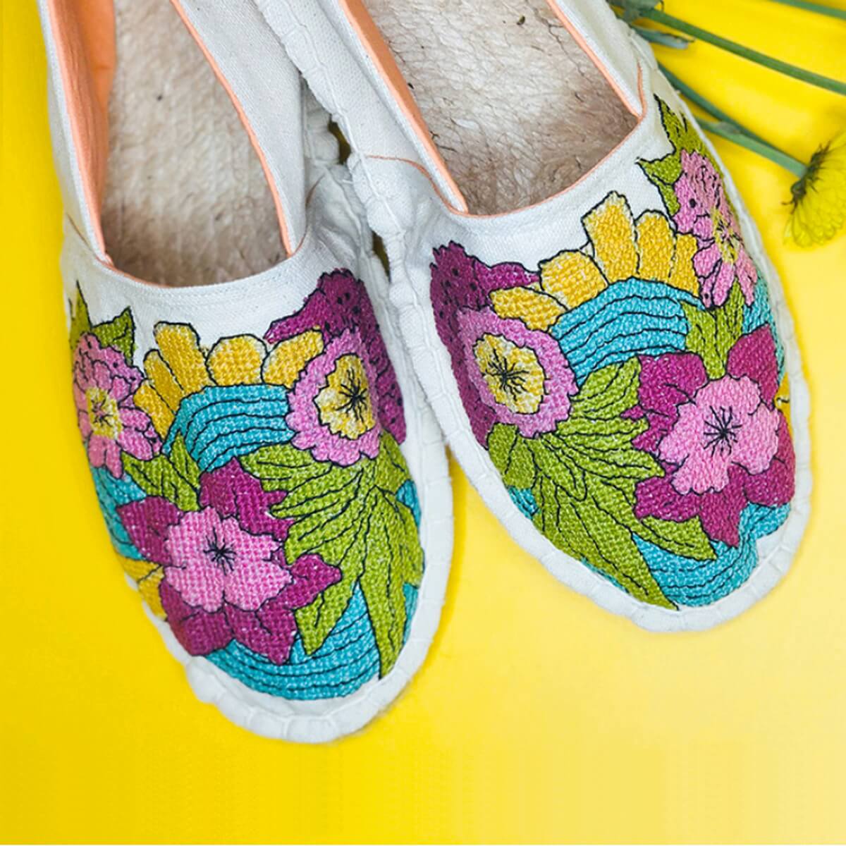 Handstickdesign Floral Espadrilles (Download)