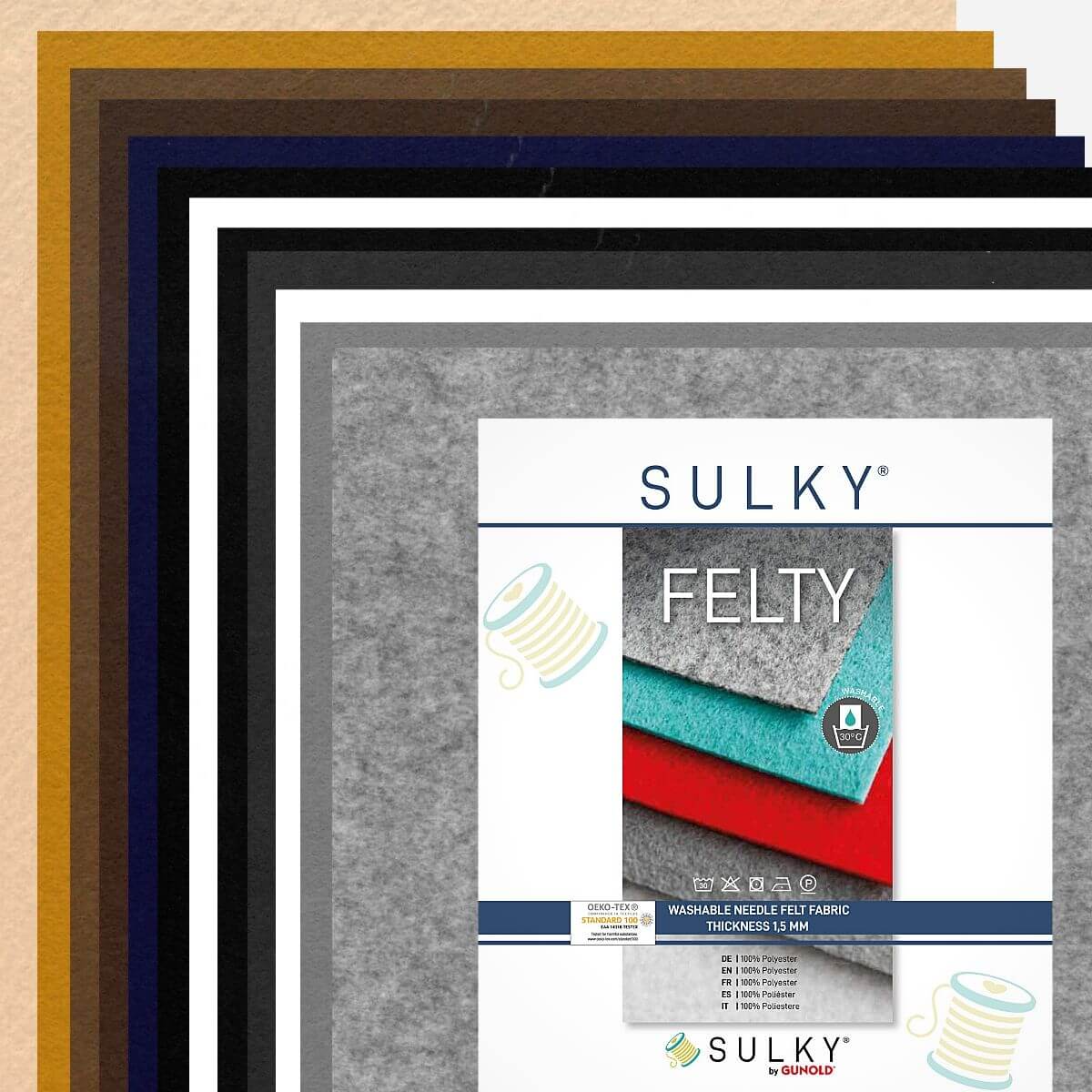 SULKY FELTY, washable, Assortments á 12 sheets 29,5 x 21cm - "Bright-Dark"