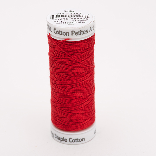 SULKY COTTON PETITES 12, 46m/50yds Snap Spools -  Colour 1147 Christmas Red