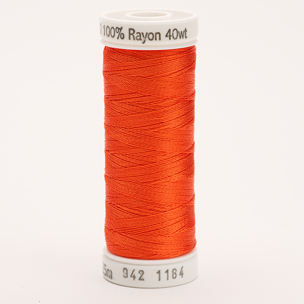 SULKY RAYON 40 coloured, 225m/250yds Snap Spools -  Colour 1184 Orange Red