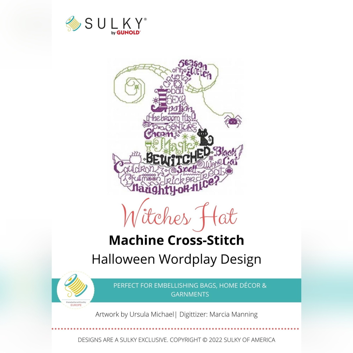 Stickdesign Halloween Wordplay: Witches Hat (Download)