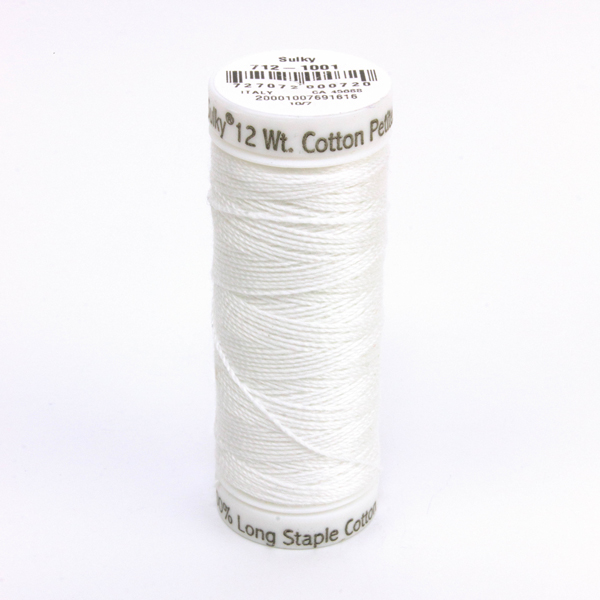 SULKY COTTON PETITES 12, 46m/50yds Snap Spools -  Colour 1001 Bright White