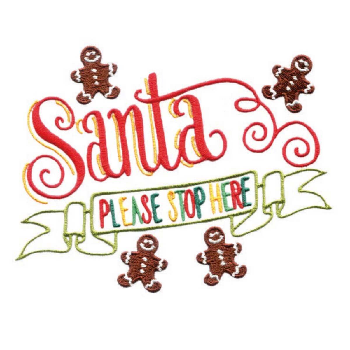 Stickdesign Santa Sayings: Santa Please Stop Here (Download)