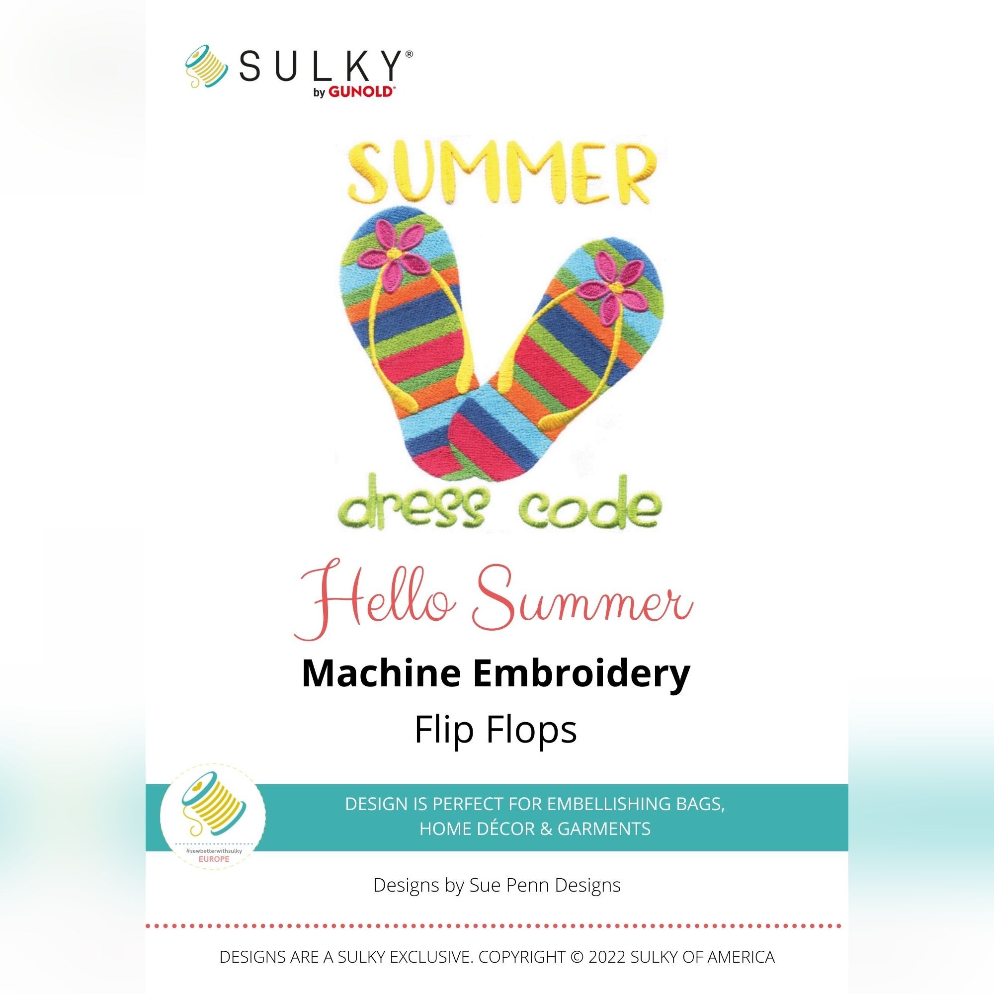 Stickdesign Hello Summer: Flip Flops (Download)