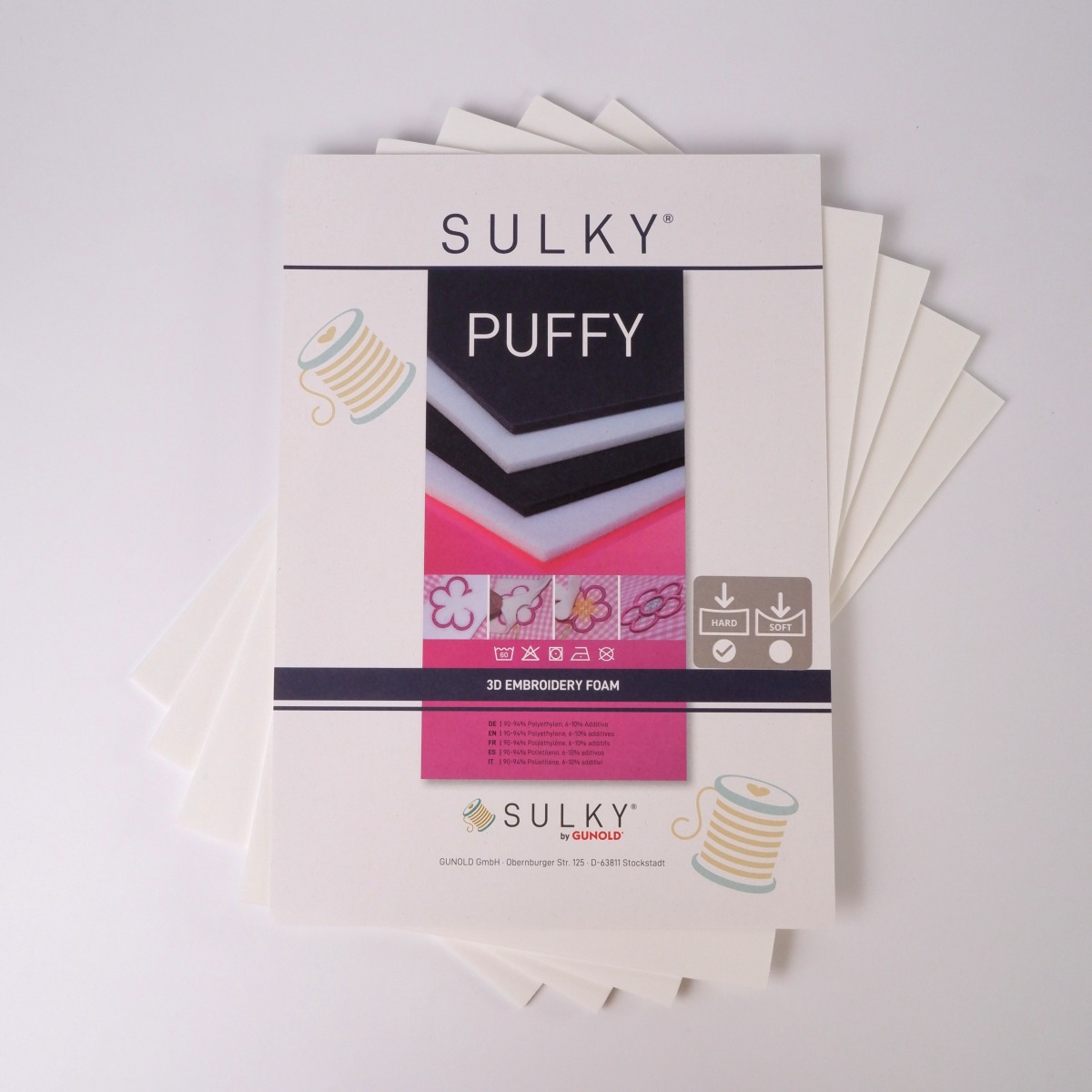 SULKY PUFFY hard 3mm white, 4 sheets of
foam 20cm x 30cm