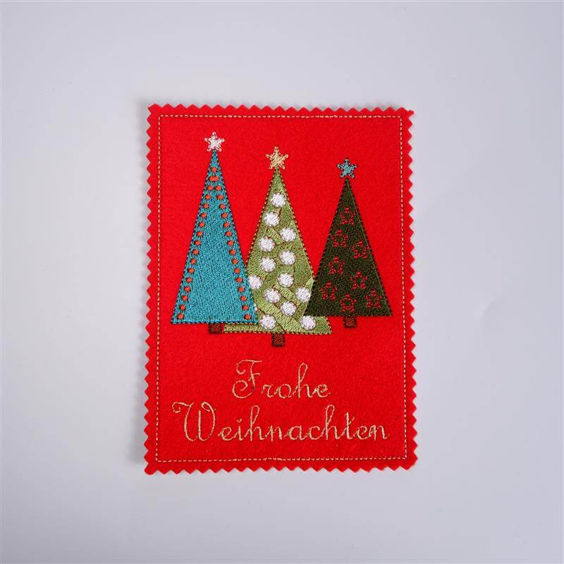 Stickdesign Weihnachtskarte Tannenbäume (Download)
