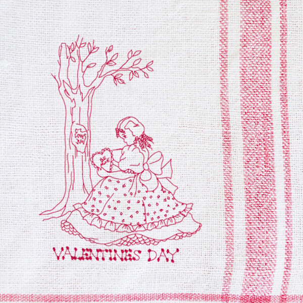 Stickdesign Valentines Day Redwork