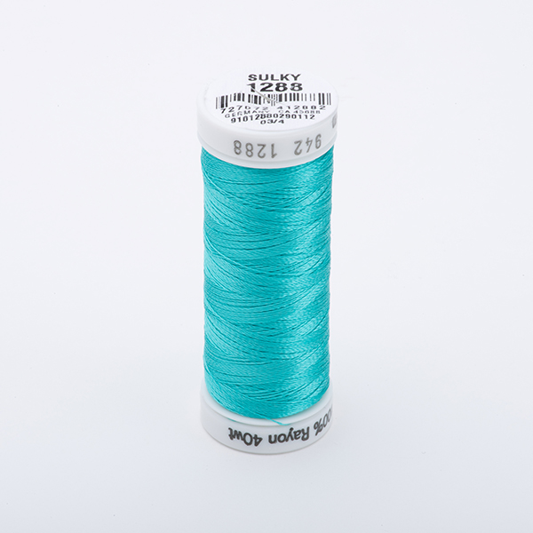 SULKY RAYON 40 coloured, 225m/250yds Snap Spools -  Colour 1288 Aqua