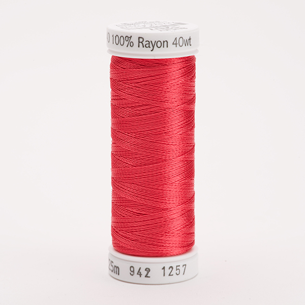 SULKY RAYON 40 coloured, 225m/250yds Snap Spools -  Colour 1257 Deep Coral