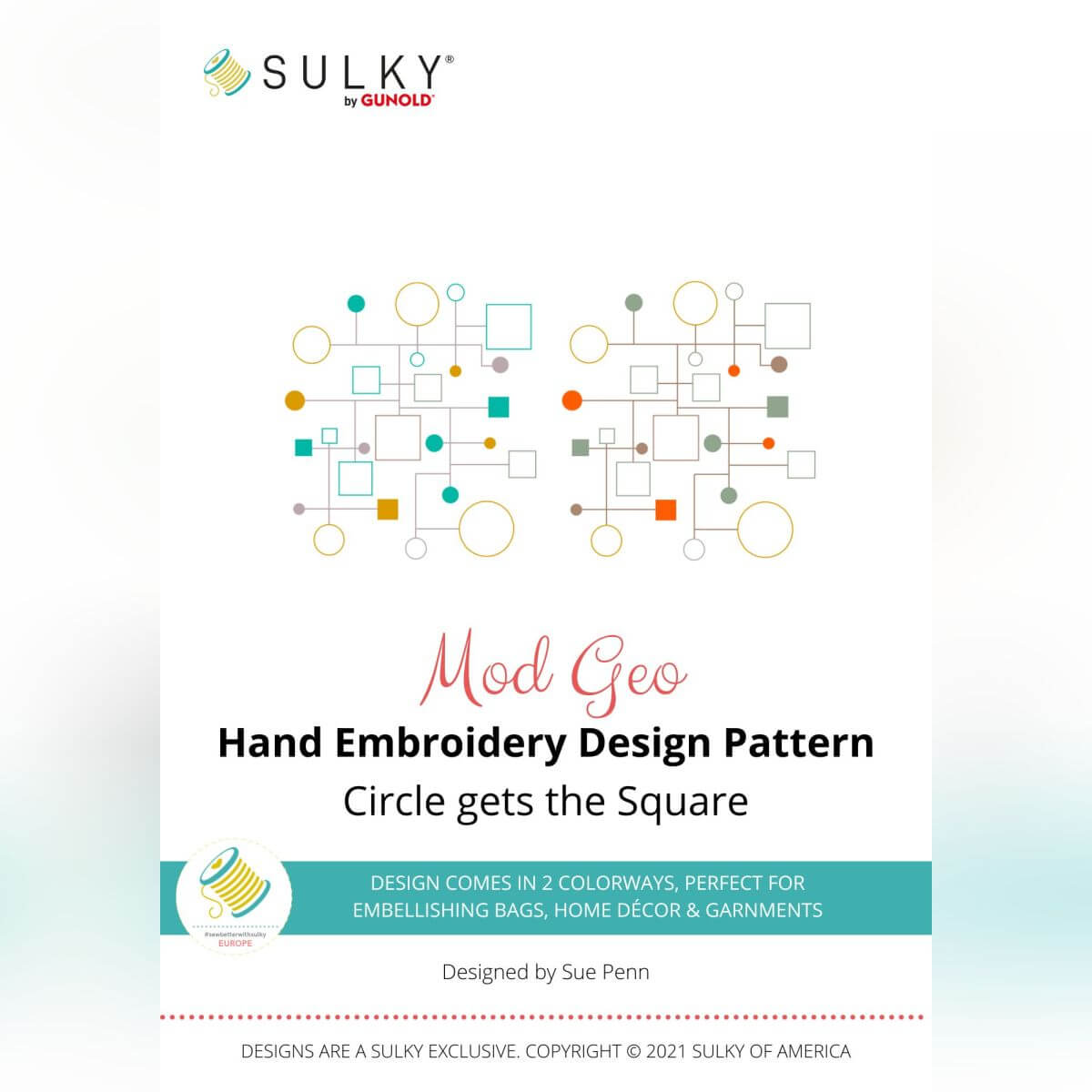 Handstickdesign Mod Geo: Circle gets the Square (Download)