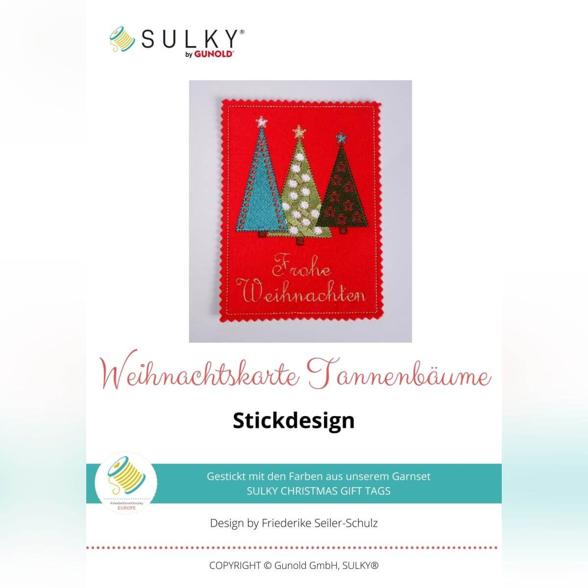 Stickdesign Weihnachtskarte Tannenbäume (Download)