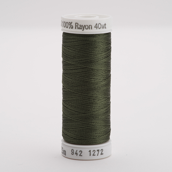 SULKY RAYON 40 coloured, 225m/250yds Snap Spools -  Colour 1272 Hedge Green