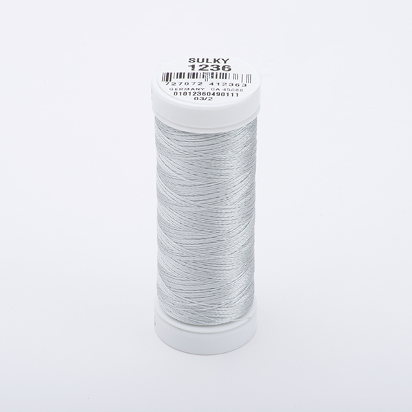 SULKY RAYON 40 coloured, 225m/250yds Snap Spools -  Colour 1236 Lt. Silver