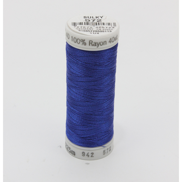 SULKY RAYON 40 coloured, 225m/250yds Snap Spools -  Colour 0572 Blue Ribbon