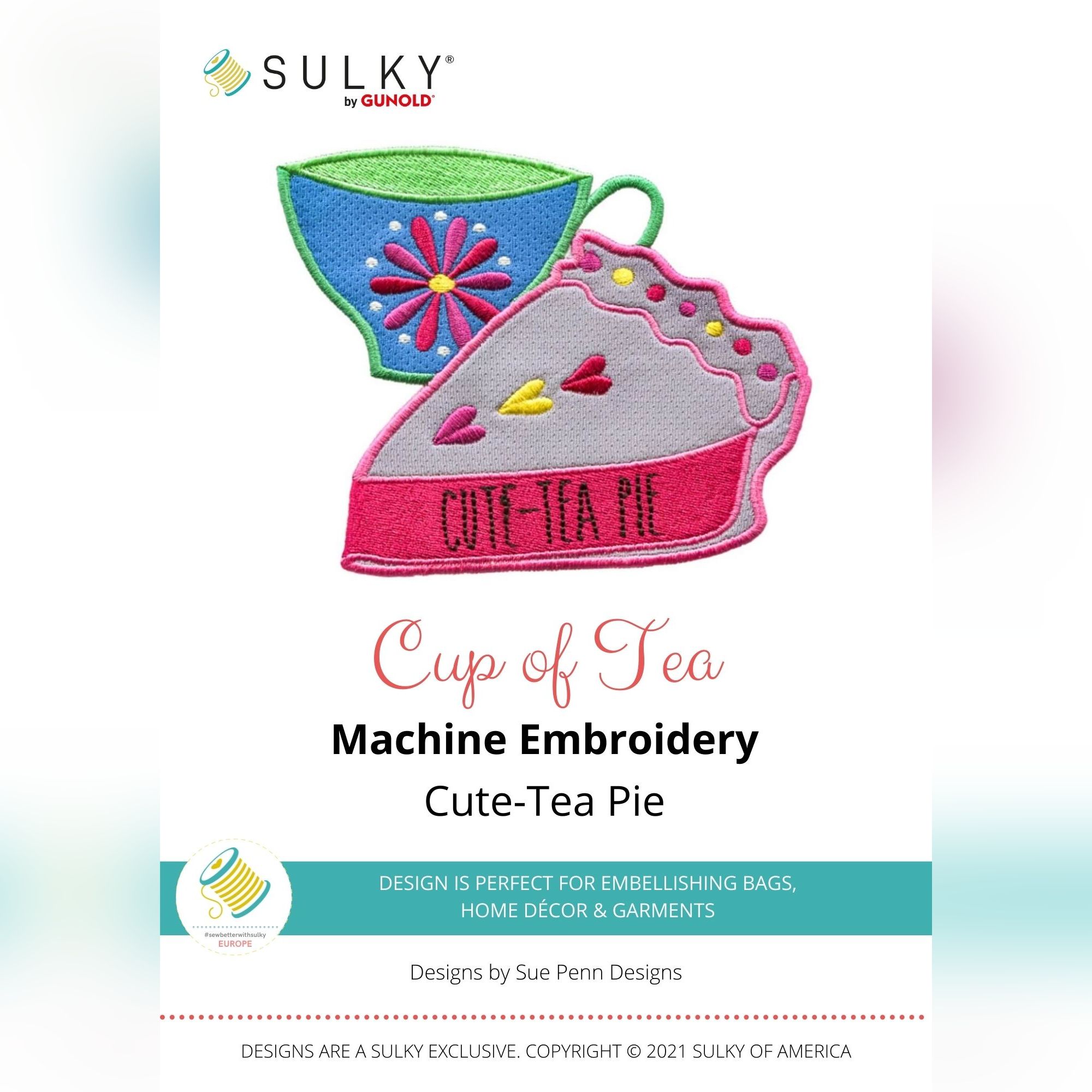 Stickdesign Cup of Tea: Cute-Tea Pie (Download)