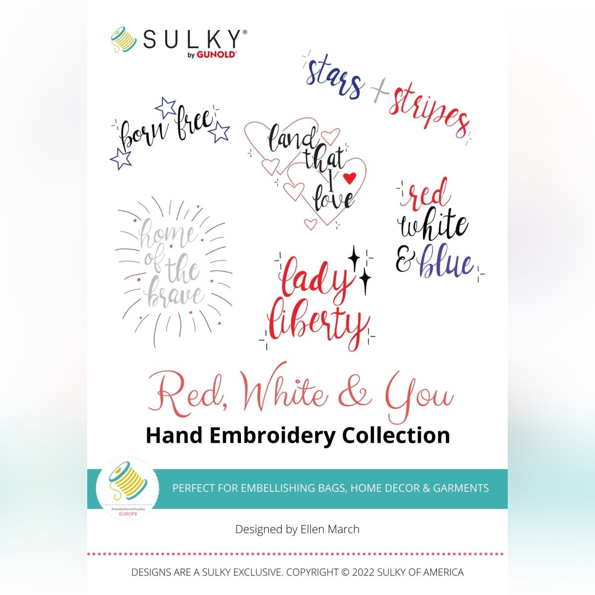 Handstickdesign Red White and You Collection (Download)