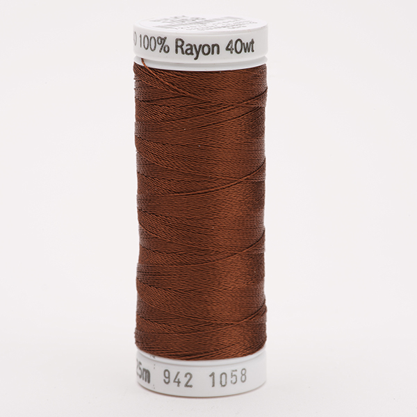 SULKY RAYON 40 coloured, 225m/250yds Snap Spools -  Colour 1058 Tawny Brown
