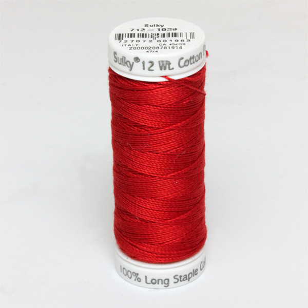 SULKY COTTON PETITES 12, 46m/50yds Snap Spools -  Colour 1039 True Red