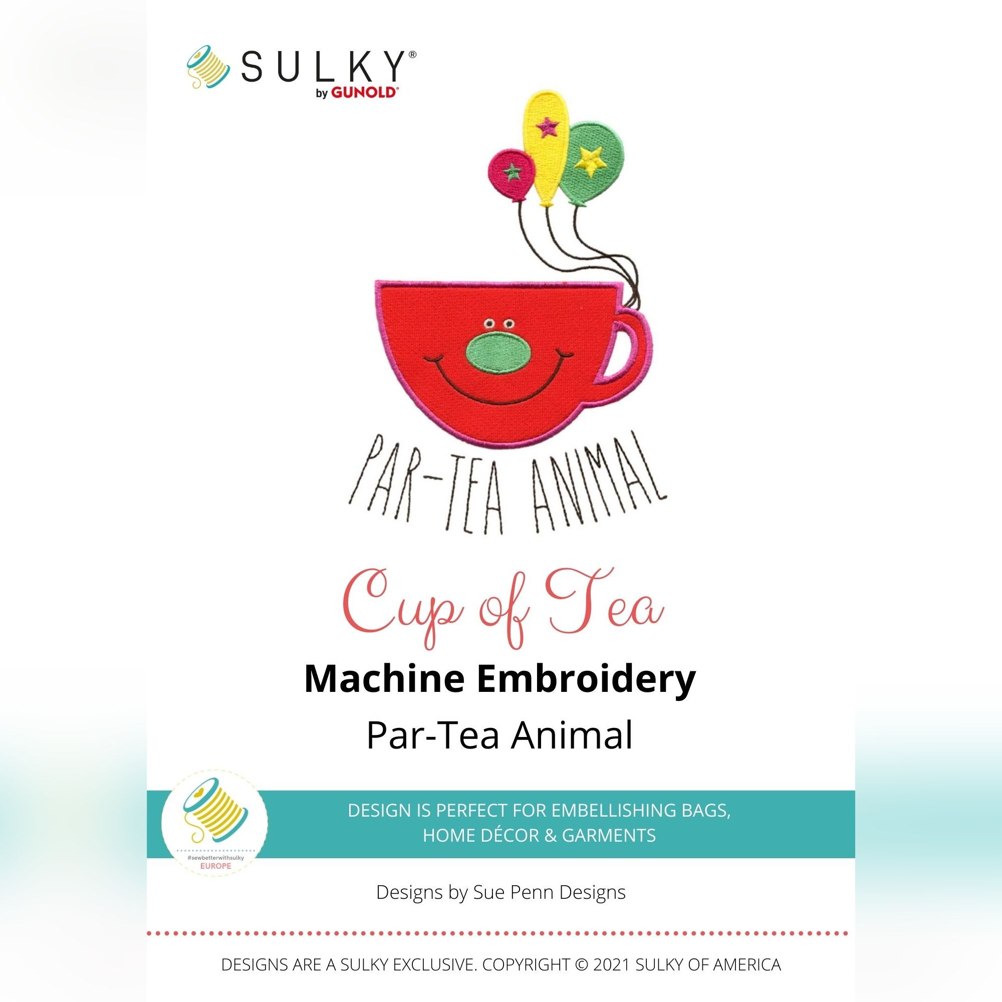 Stickdesign Cup of Tea: Par-Tea Animal (Download)