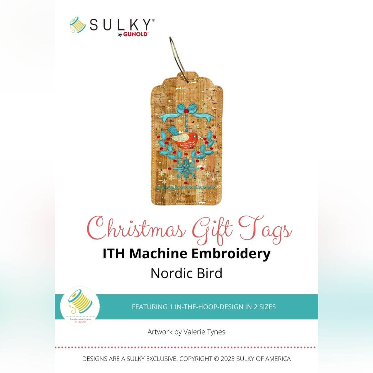 Stickdesign Christmas Gift Tags: Nordic Bird (Download) 