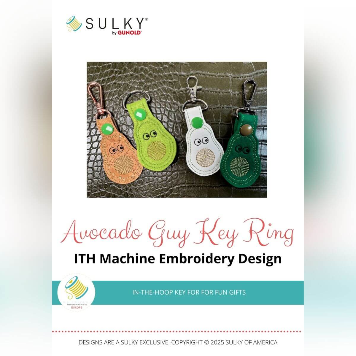 Stickdesign Avocado Guy Key Ring (ITH Stickdatei)