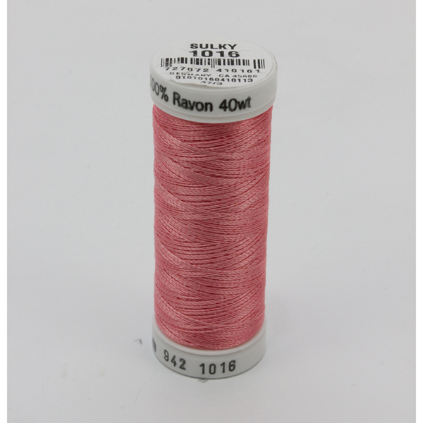 SULKY RAYON 40 coloured, 225m/250yds Snap Spools -  Colour 1016 Pastel Coral