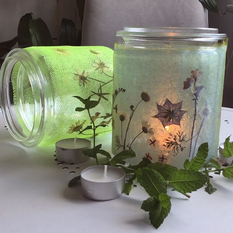 Blumiges Windlicht