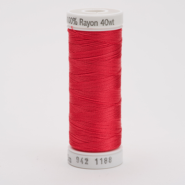 SULKY RAYON 40 coloured, 225m/250yds Snap Spools -  Colour 1188 Red Geranium