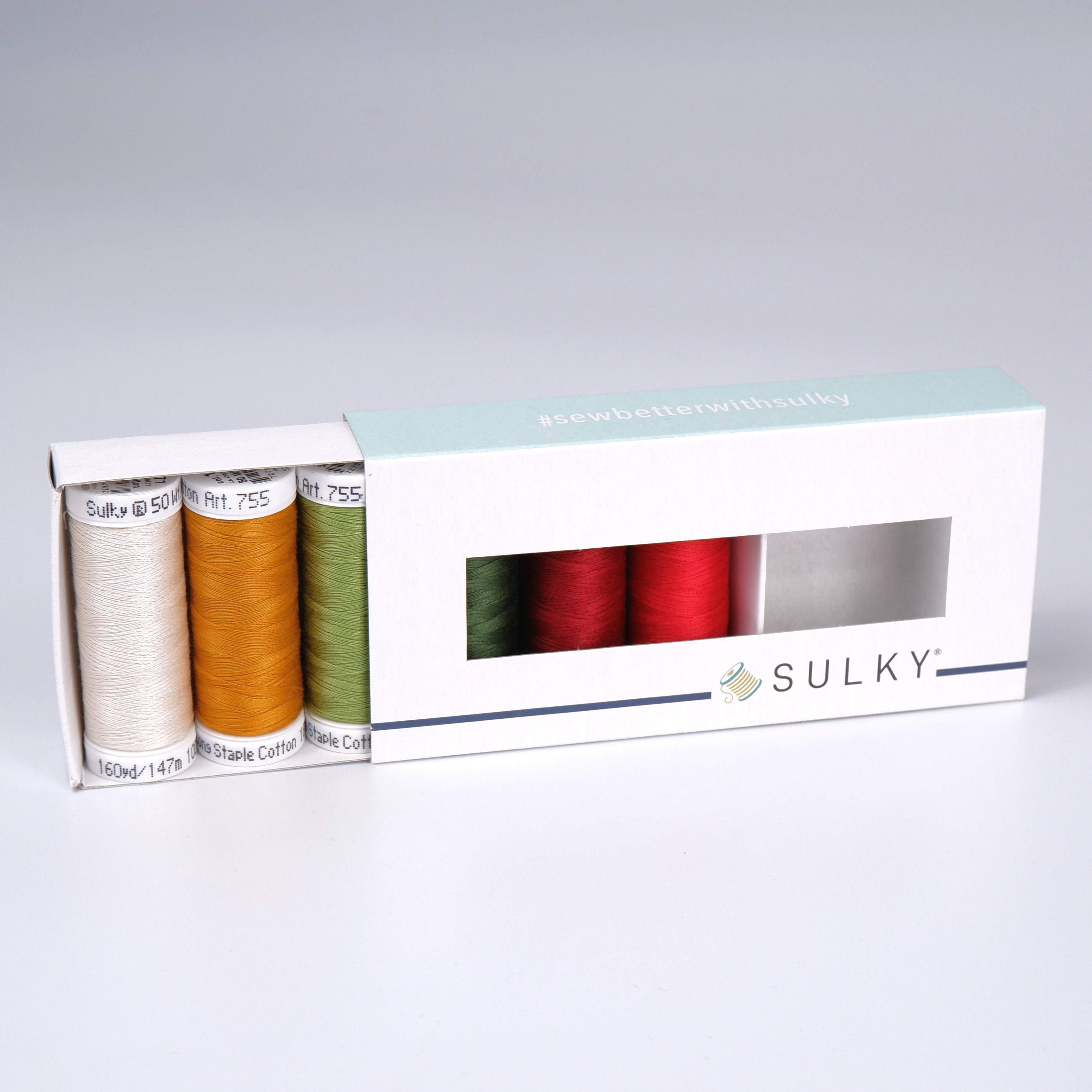 SULKY COTTON 50 - HOLIDAY HOME (6x
147m Snap Spools) SULKY COTTON 50 - HOLIDAY HOME (6x
147m Snap Spools)