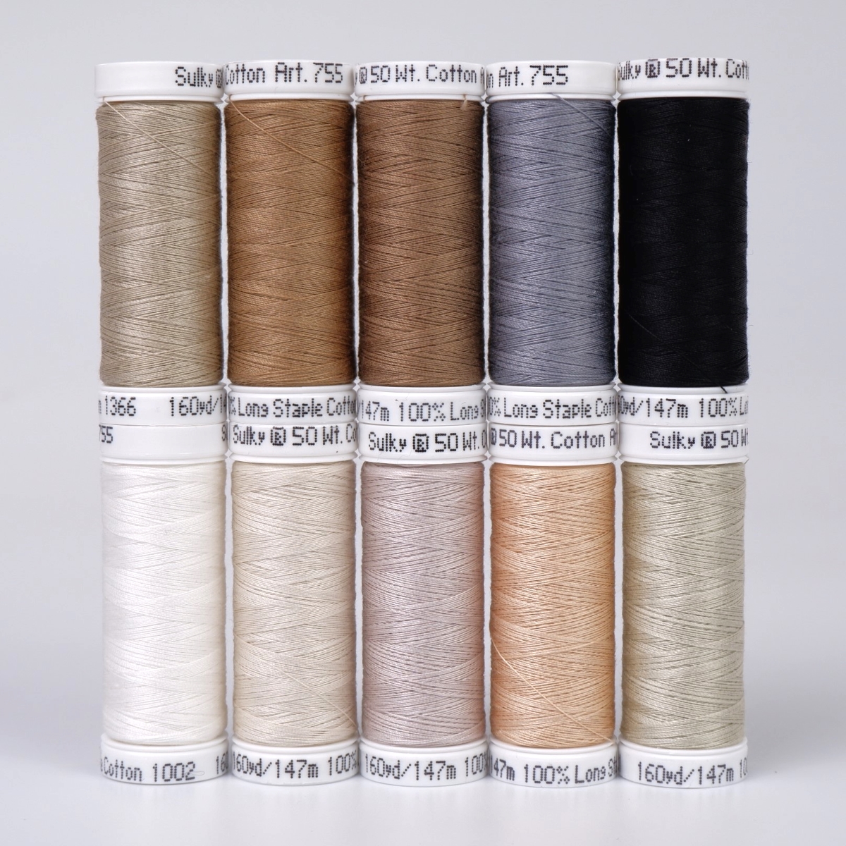 SULKY COTTON 50 - NEUTRALS AND
NUTSHELLS (10x 147m Snap Spools)