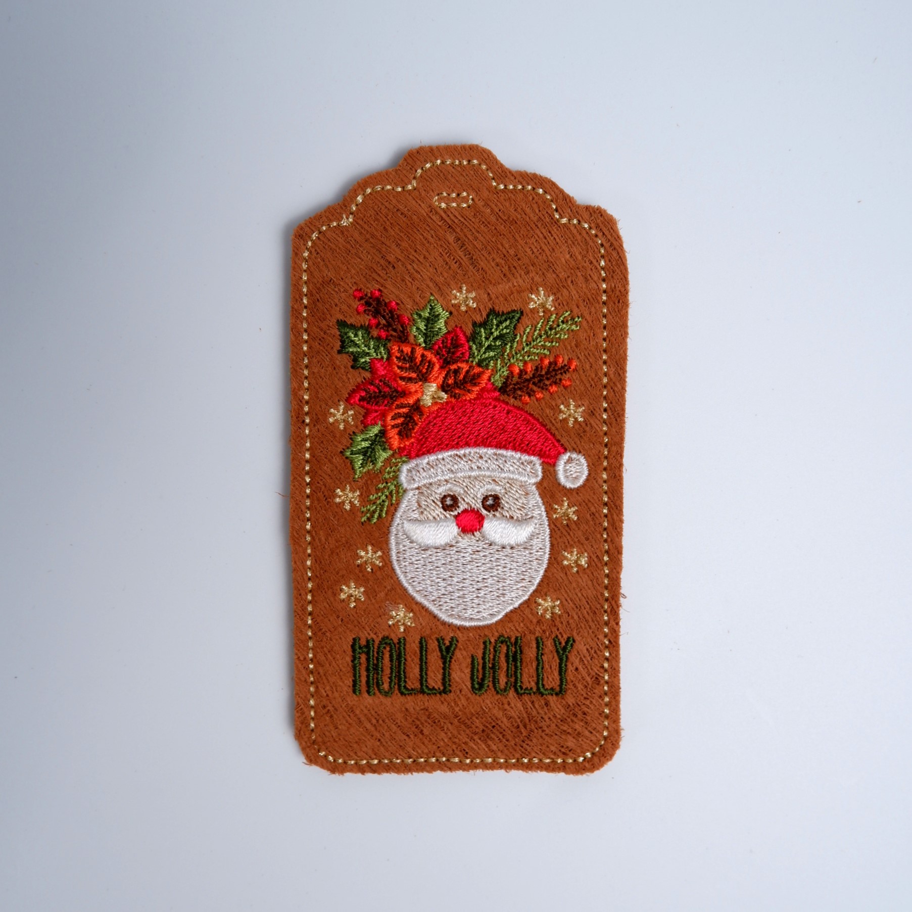 SULKY CHRISTMAS GIFT TAG - JOLLY SANTA
(Bestickter Geschenkeanhänger)