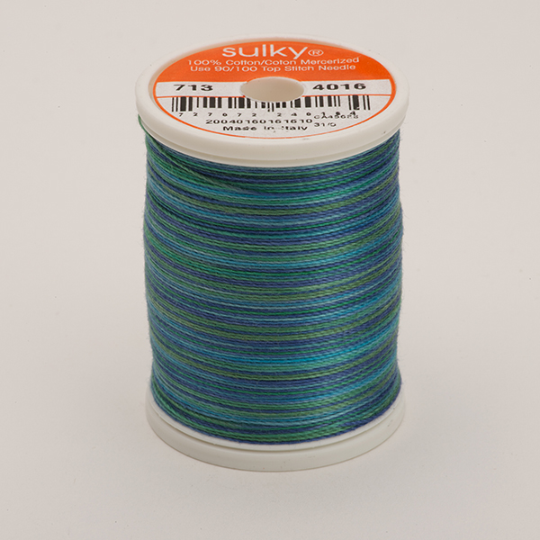 SULKY COTTON 12, 270m/300yds King Spools -  Colour 4016 Peacock Plume  multicolour