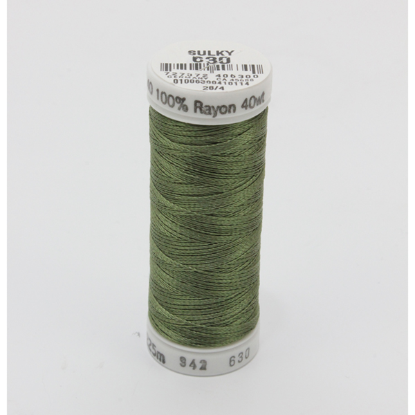 SULKY RAYON 40 coloured, 225m/250yds Snap Spools -  Colour 0630 Moss Green