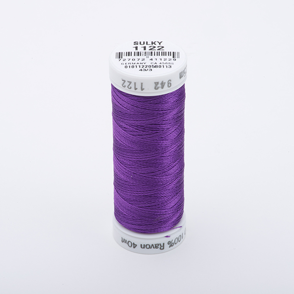 SULKY RAYON 40 coloured, 225m/250yds Snap Spools -  Colour 1122 Purple