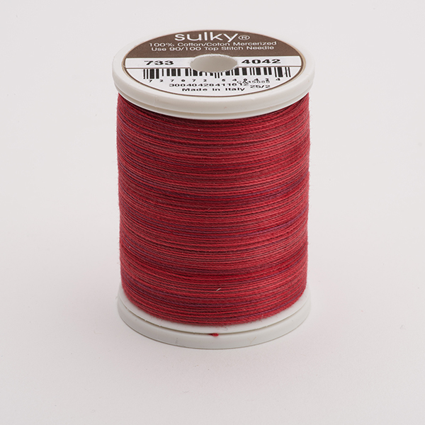SULKY COTTON 30, 450m/500yds King Spools -  Colour 4042 Redwork  multicolour