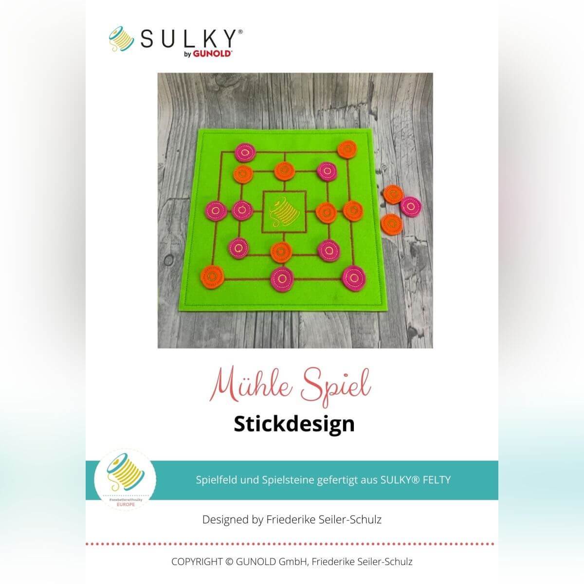 Stickdesign Mühle Spiel